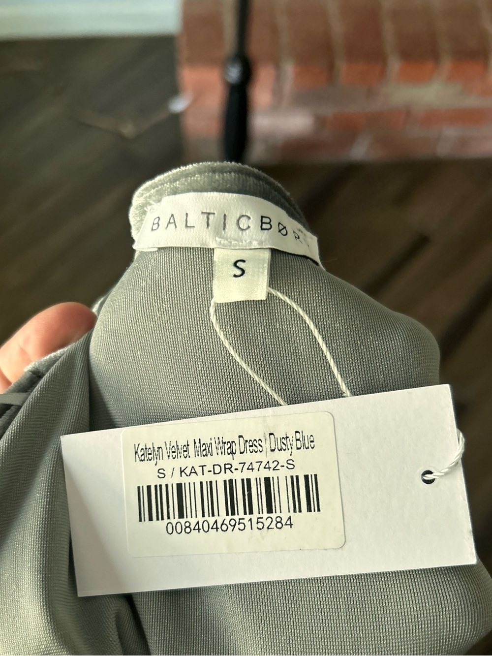 NWT Baltic Born Katelyn Velvet Maxi Wrap Dress in Dusty Blue Sz S - Picture 8 of 8